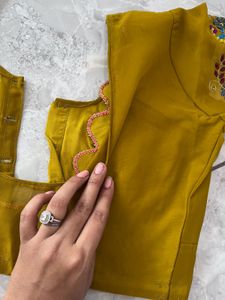 Mustard Sari with Intricate Embroidery