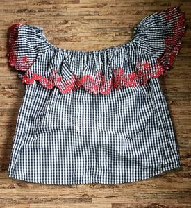 Gingham Off-Shoulder Top
