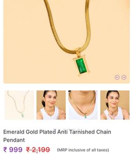 Gold-Plated Anti Tarnish Green Geometric Pendant🎀