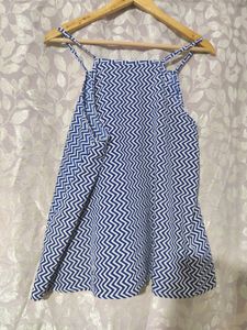 Blue &amp; White Chevron Print Top - XXL