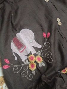 Embroidered Brown Tunic - Size M