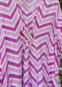 Pink Chevron Kaftan Dress