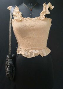Ruffled Smocked Crop Top