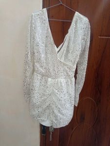 Unused White Sequin Embellished dress