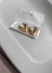 Gold Heart Hoop  anti Tanishq Earrings(waterproof)