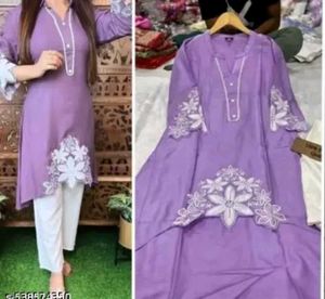 Lavender Embroidered Kurta Set