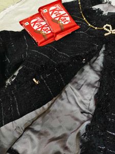 Black Winter Jacket With silver work