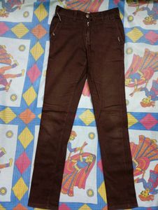 deep brown / chocolate slim fit trousers & pants .
