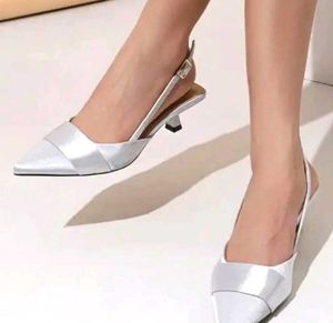 Silver Slingback Heels