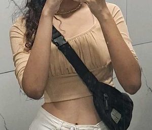 Ribbed 3/4 Sleeve Crop Top