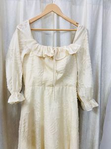 Adrene Puff Sleeves A Line Dress