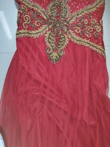 Red Embroidered Anarkali Dress