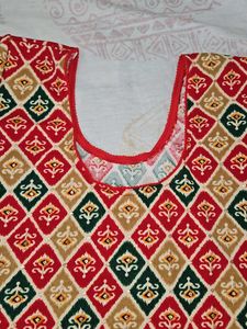 Red Patterned Strechable Blouse