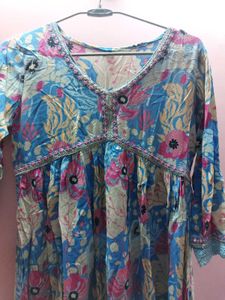Aliya cut blue kurti