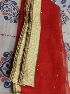 Red Embellished Dupatta