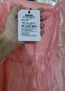 Pink Organza Puff Sleeve Dress