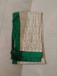 Green &amp; Beige Sari Fabric