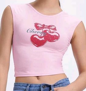 Pink Cherry Crop Top