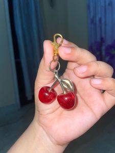Sparkly Cherry Keychain
