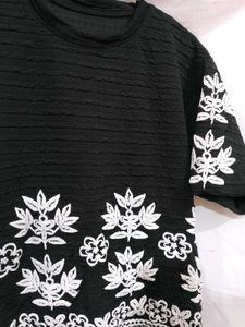 Embroidered Black Top