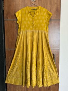 Elegant Mustard Round Flared Kurti