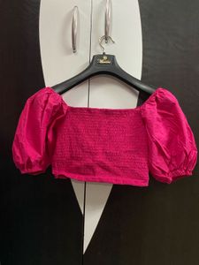 Hot pink puff sleeve top