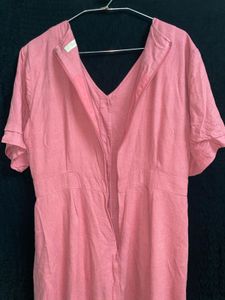Pink Button-Down Midi Dress