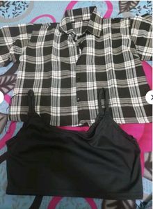 Check Tshirt With Inner For Women