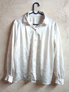 Oversized Shining Partywear Formal Shirt White