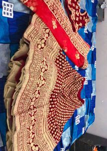 Elegant Cherry Red & Gold Lehenga Set