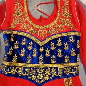 Elegant Red Embroidered Anarkali Suit