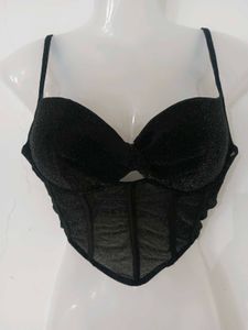SEXY BLACK SHIMMERY MESH CORSET