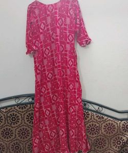 Red &amp; White Printed Kaftan Kurta