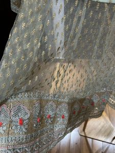 Grey Peplum Sharara With Dupatta
