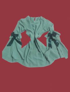 Green Top with Ribbon Sleeves