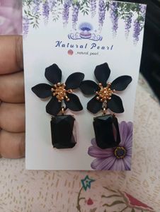 Black Flower Earrings
