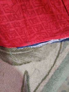 Red &amp; Blue  floral printed zari Saree