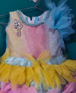 Multi Colours Girls Frock