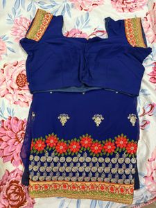 Elegant Blue Saree (blouse 38in Alterable Upto 40)