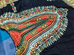 Ashro Women Black Dashiki Print Kaftan Dress