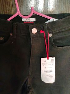 Zara High-waisted Black Straight Fit Jeans