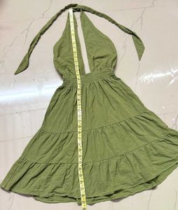 Olive Green Ruched Bodycon Mini Dress