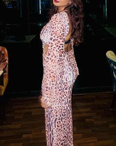 Brown Leopard Print Cutout Maxi Dress NewMe