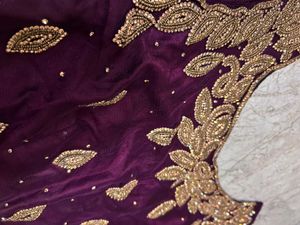 Elegant Wine &amp; Gold Embellished Dress