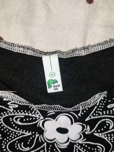 Black Floral Print Top