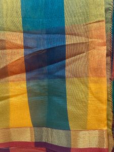 Multicolour Soft Cotton Silk Saree