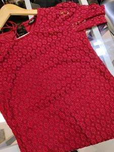 Park Avenue Dark Red Lace Top