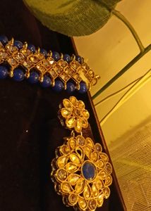 Blue Colour Chokar With Earrings