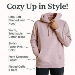 Soft Pink Fleece-Lined Hoodie (Unisex)