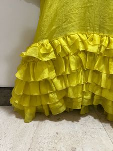 Women Yellow baloon sleeves Designer dress